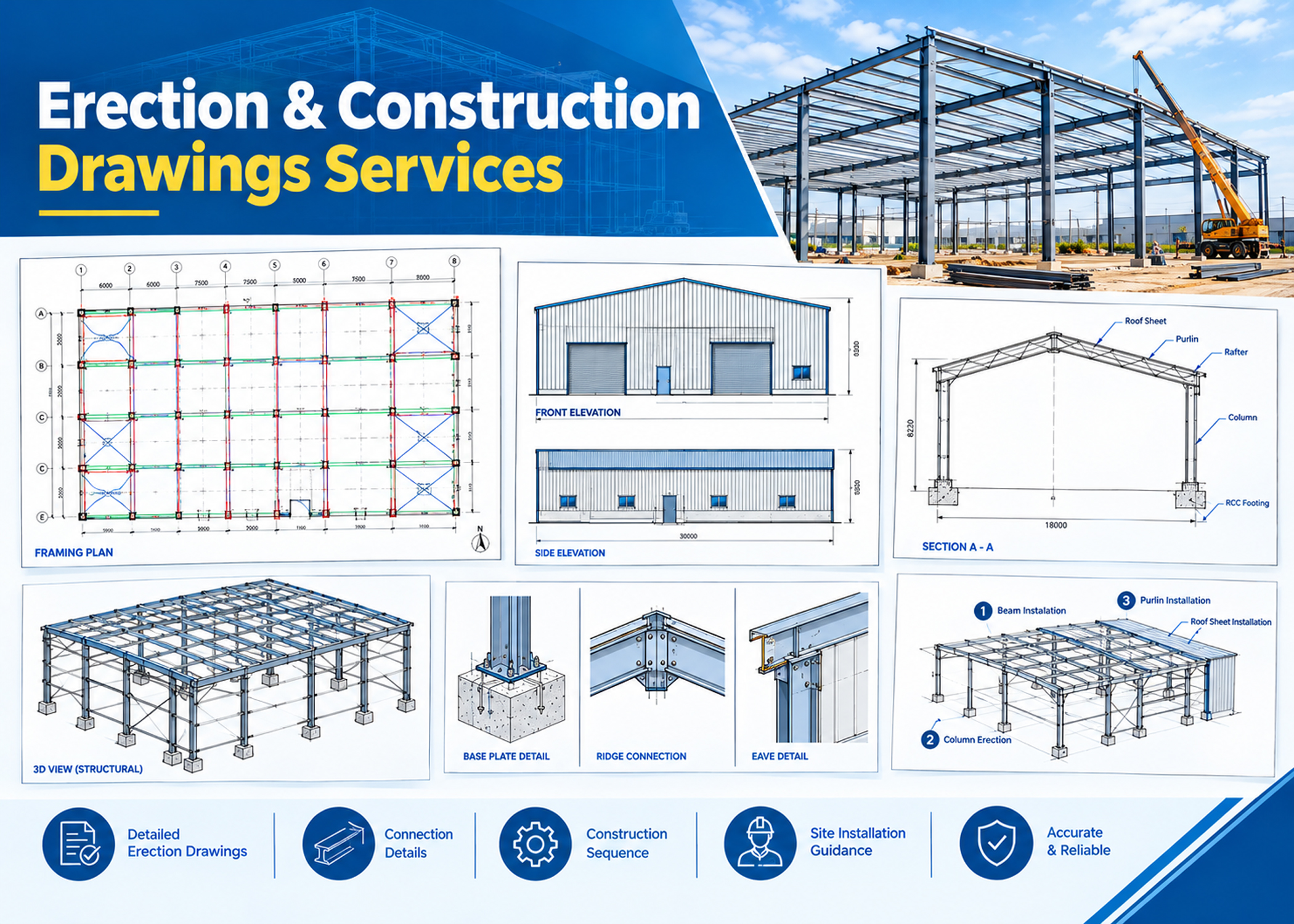 PEMB shop drawings and detailing for pre-engineered metal buildings